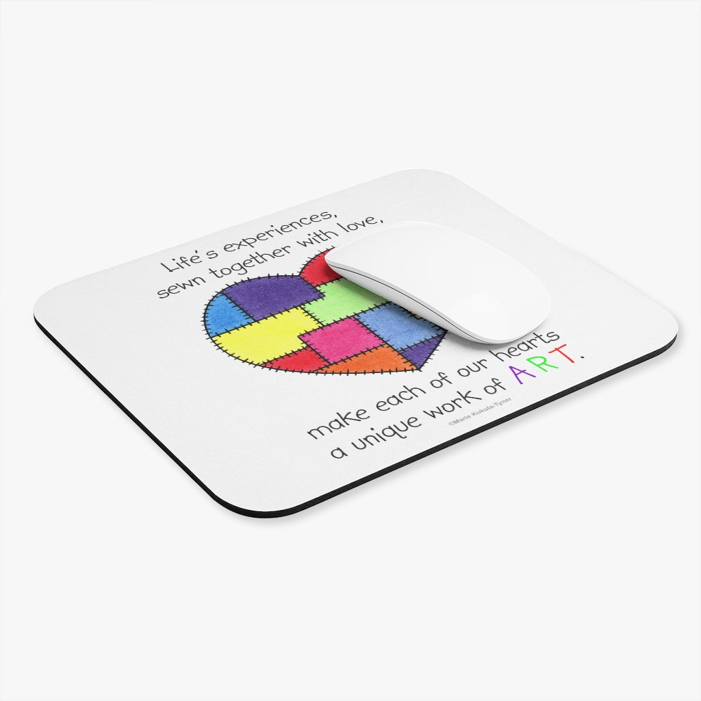 Patchwork Heart Mouse Pad, Inspirational Mouse Pads, Gifts for Kids Teens Adults