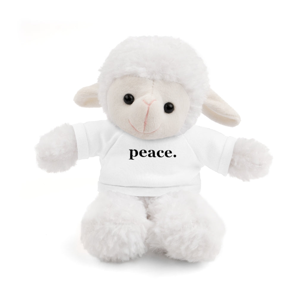 word love. - stuffed plushie animal with "peace." design tee (6 different animals to choose from)