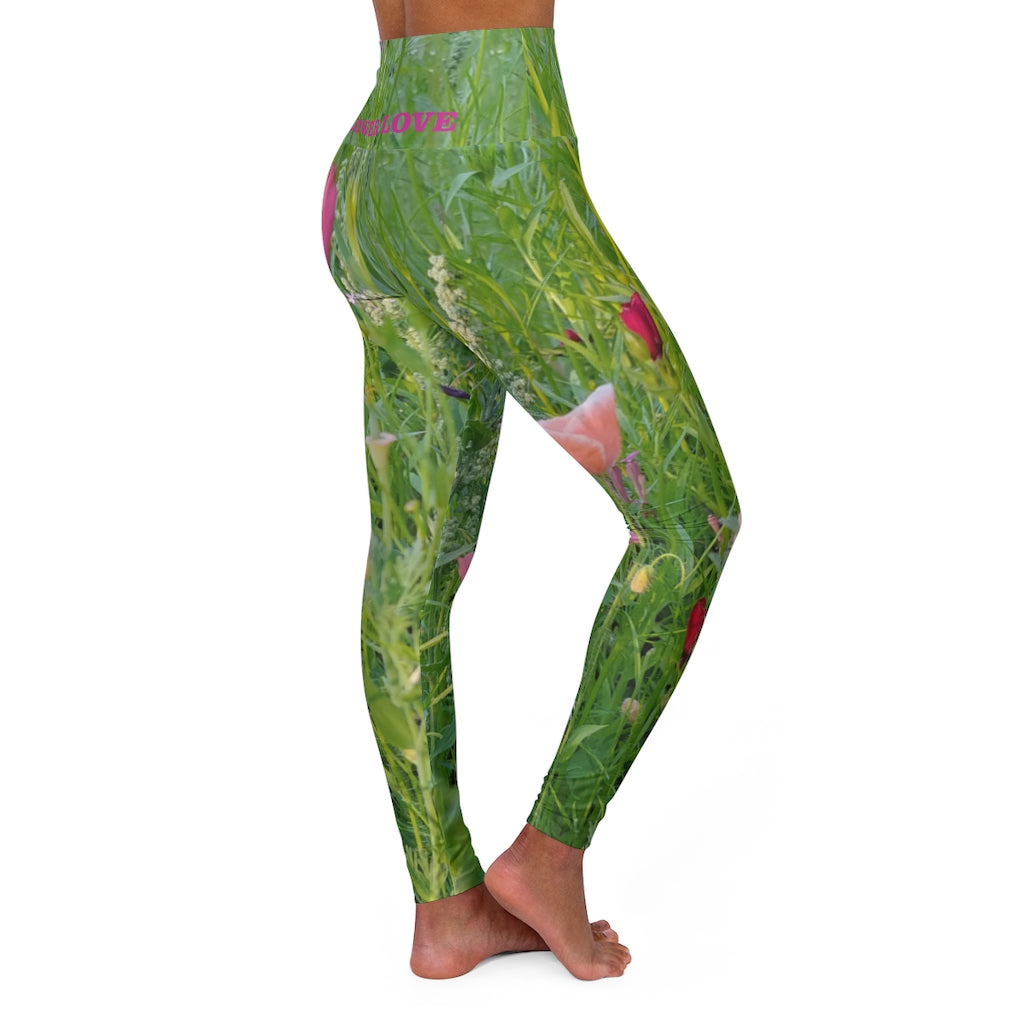 The FLOWER LOVE Collection - "Wildflower Wonder" Design High-Waisted Yoga Leggings, Fitness Leggings, Nature-Inspired Leggings