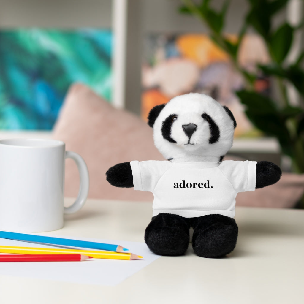 word love. - stuffed plushie animal with "adored." design tee (6 different animals to choose from)