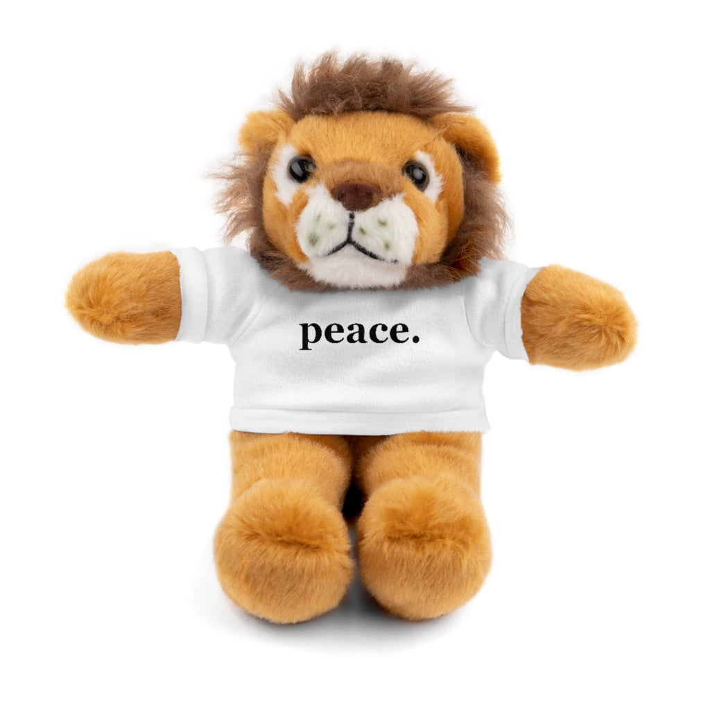 word love. - stuffed plushie animal with "peace." design tee (6 different animals to choose from)