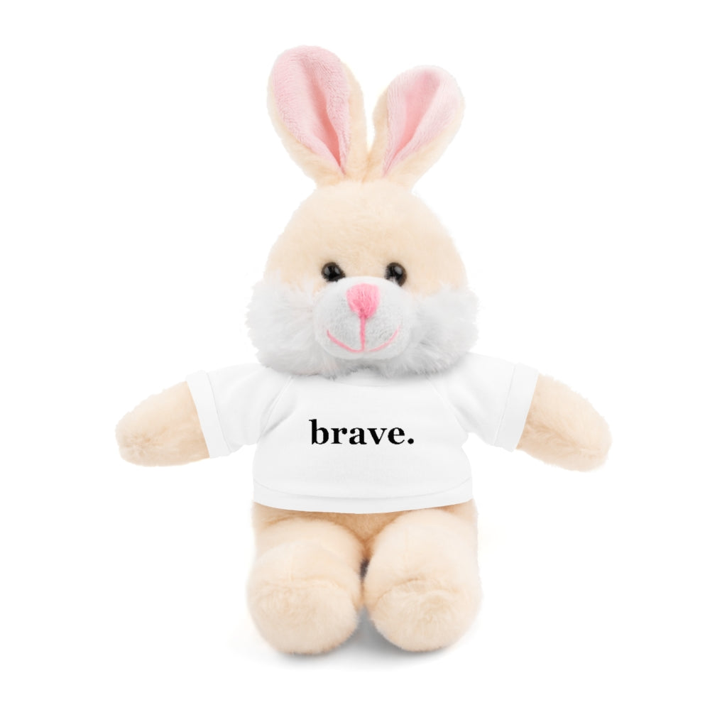 word love. - stuffed plushie animal with "brave." design tee (6 different animals to choose from)