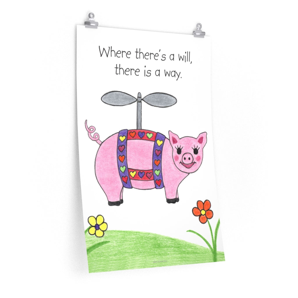 Penelope the Flying Pig Premium Matte Poster, Inspirational Posters, Posters for Kids Teens Adults
