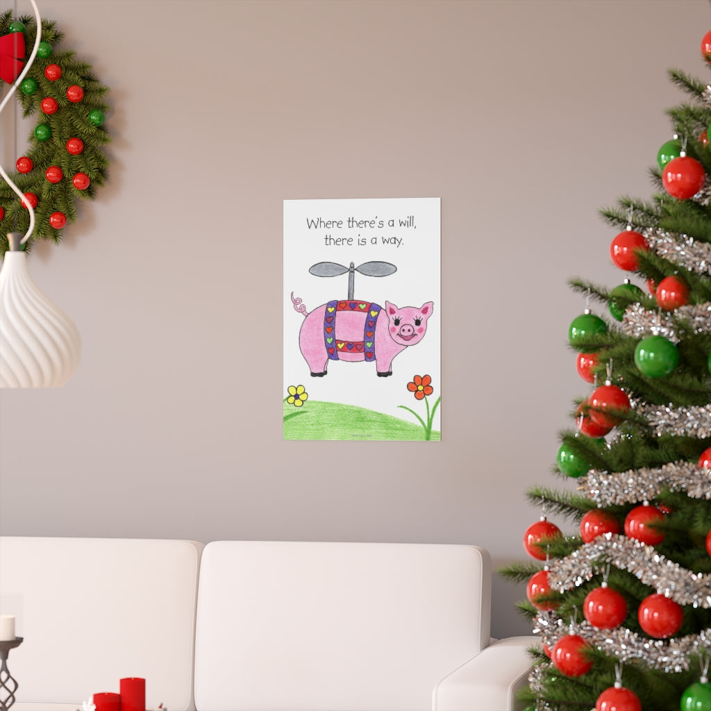 Penelope the Flying Pig Premium Matte Poster, Inspirational Posters, Posters for Kids Teens Adults