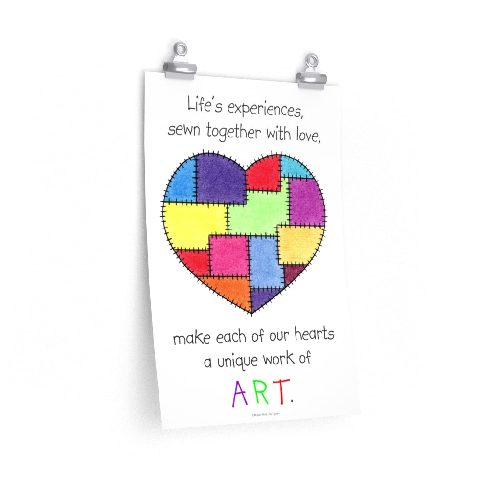 Patchwork Heart Premium Matte Poster, Inspirational Posters, Posters for Kids Teens Adults