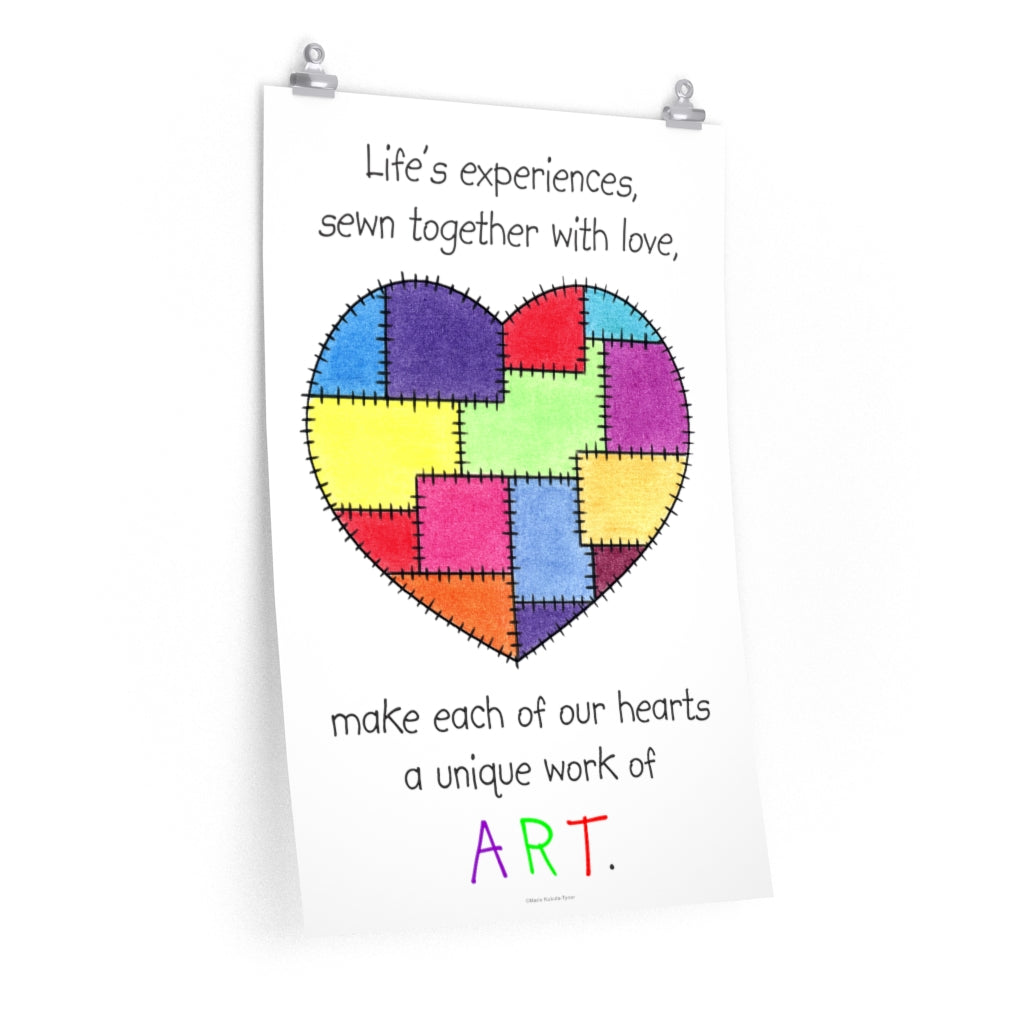 Patchwork Heart Premium Matte Poster, Inspirational Posters, Posters for Kids Teens Adults