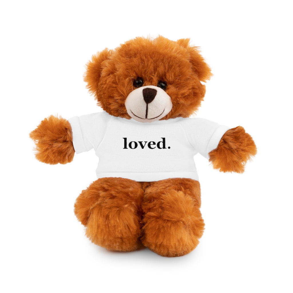 word love. - stuffed plushie animal with "loved." design tee (6 different animals to choose from)