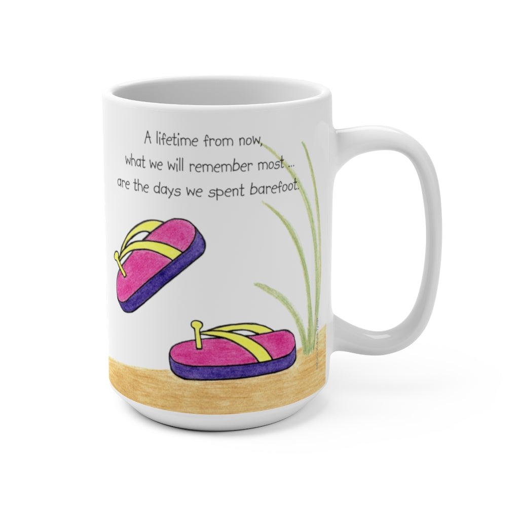 Pink Flip Flops Large 15 oz. Ceramic Mug, Inspirational Mug, Gifts for Kids Teens Adults