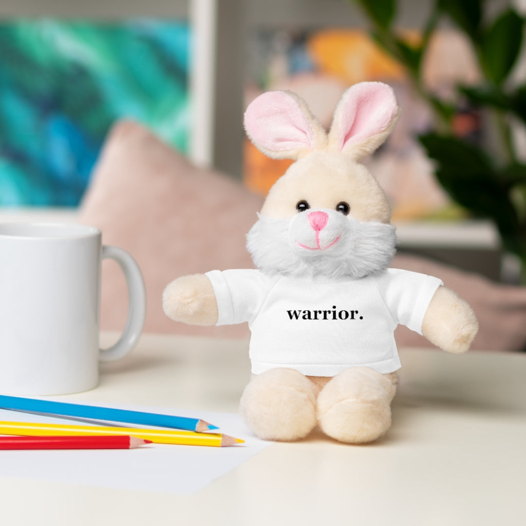 word love. - stuffed plushie animal with "warrior" design tee (6 different animals to choose from)