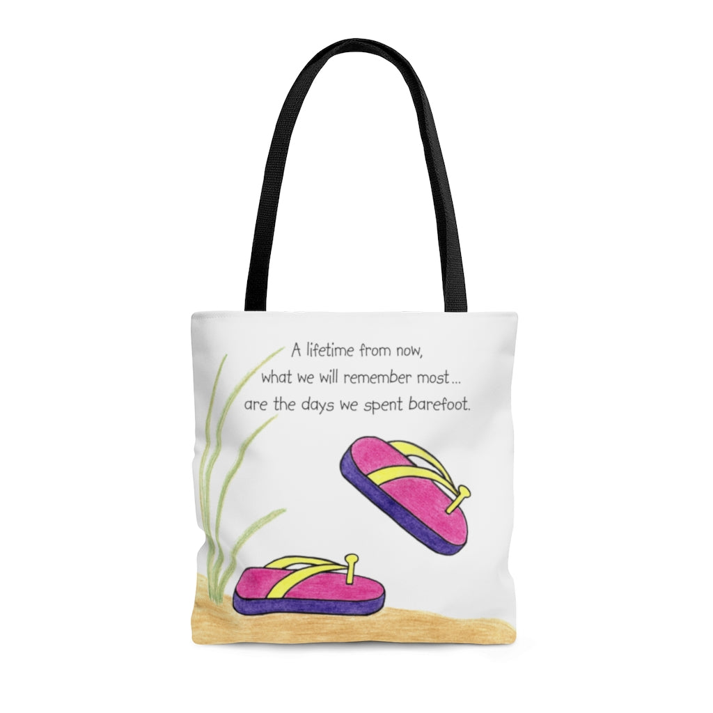 Pink Flip Flops Tote Bag - Available in 3 Sizes, Inspirational Tote Bags, Gifts for Kids Teens Adults, Chemo Bags
