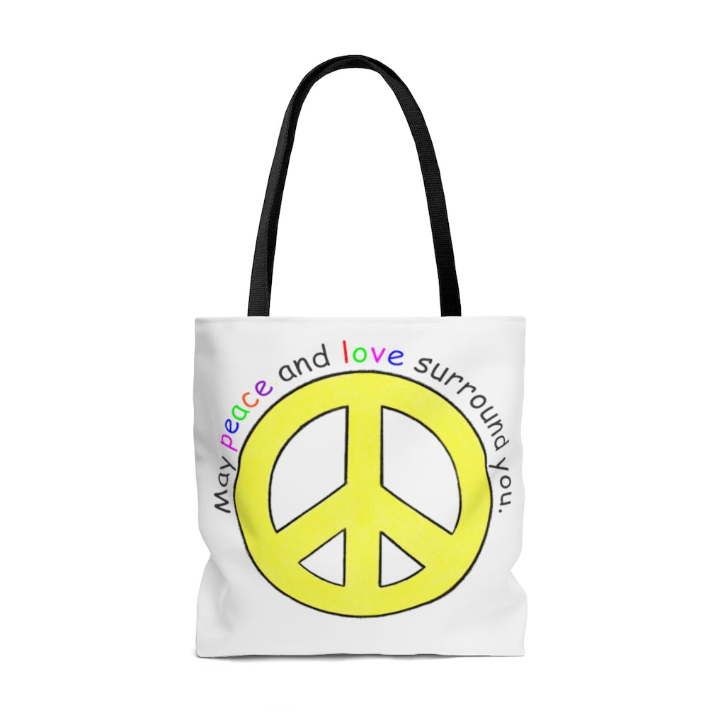 Peace Sign Tote Bag - Available in 3 Sizes, Inspirational Tote Bags, Gifts for Kids Teens Adults, Chemo Bags