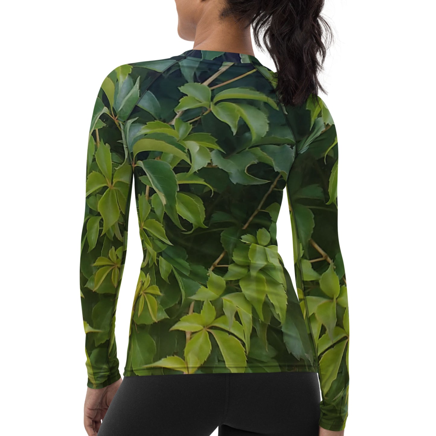 The EARTH LOVE Collection - "Valiant Virginia Creeper" Design Luxurious Women's Rash Guard, Sun Protective Clothing, Sports & Fitness Clothing