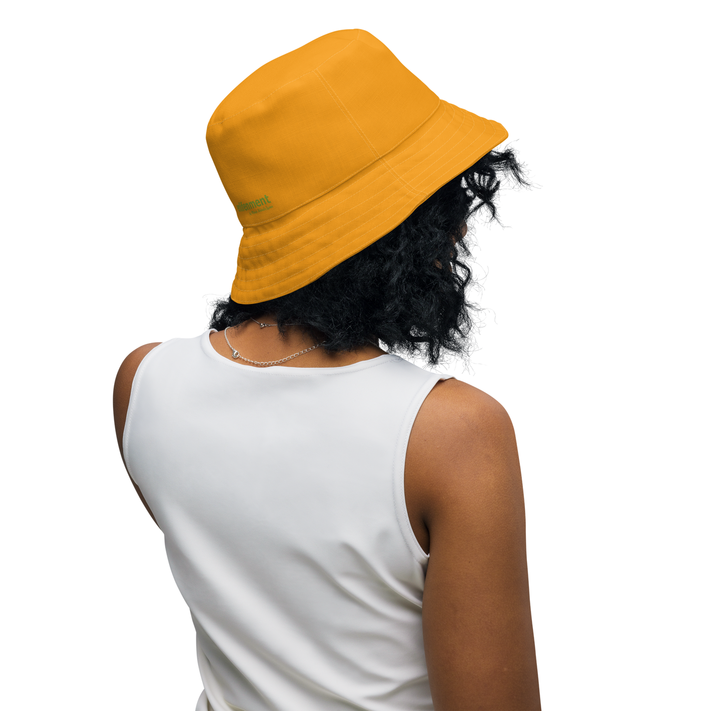 The FLOWER LOVE Collection - "Butterfly on a Bloom" Design Premium Reversible Bucket Hat - Orange Inside - Beach Hat, Gifts for Her