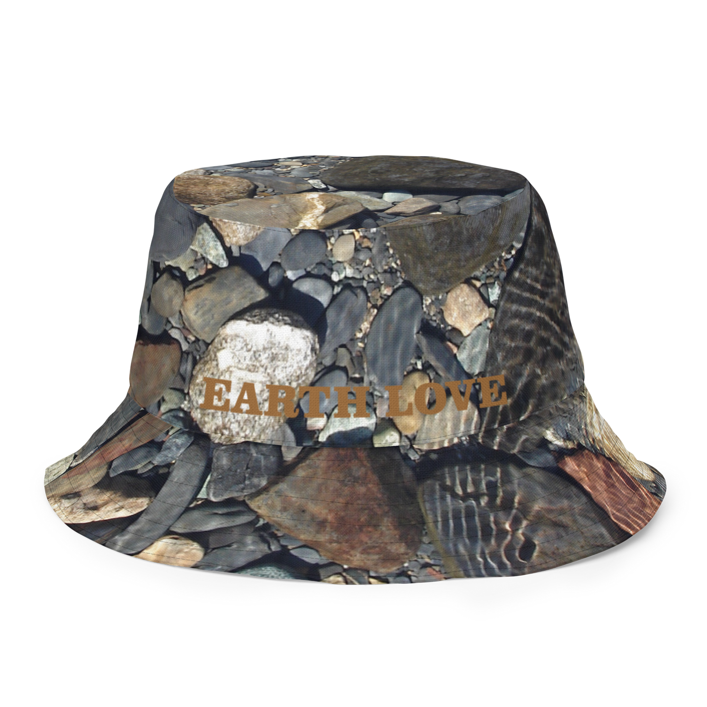 The EARTH LOVE Collection - "Rock Renaissance" Design Premium Reversible Bucket Hat - Dark Gray Inside - Beach Hat, Gifts for Her, Gifts for Him