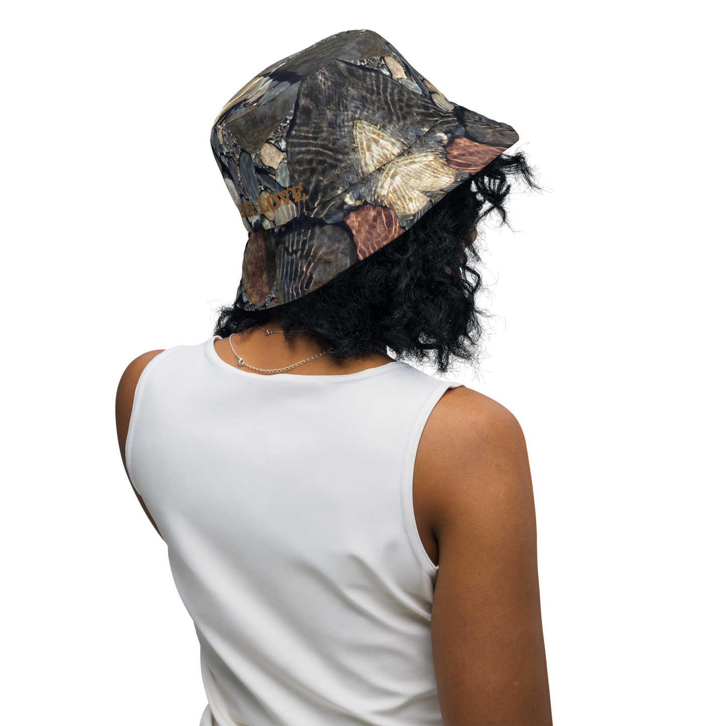 The EARTH LOVE Collection - "Rock Renaissance" Design Premium Reversible Bucket Hat - Dark Gray Inside - Beach Hat, Gifts for Her, Gifts for Him