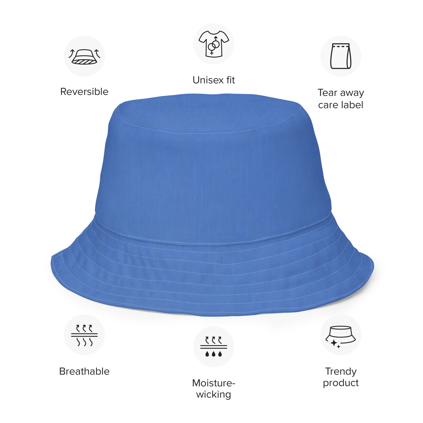 The FLOWER LOVE Collection - "Sunflower Sisters" Design Premium Reversible Bucket Hat - Blue Inside - Beach Hat, Gifts for Her