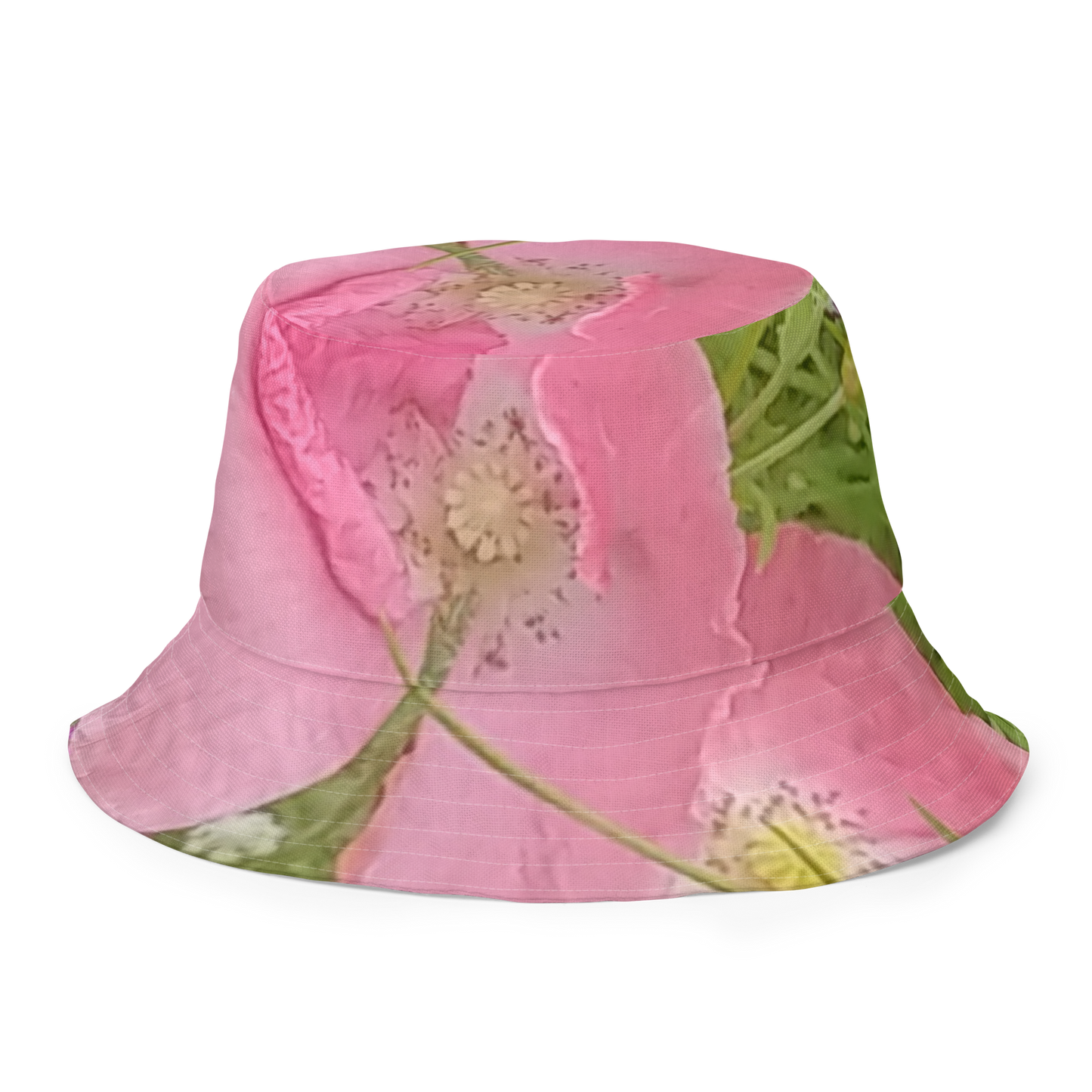 The FLOWER LOVE Collection - "Pretty Pink Poppies" Design Premium Reversible Bucket Hat - Pink Inside - Beach Hat, Gifts for Her