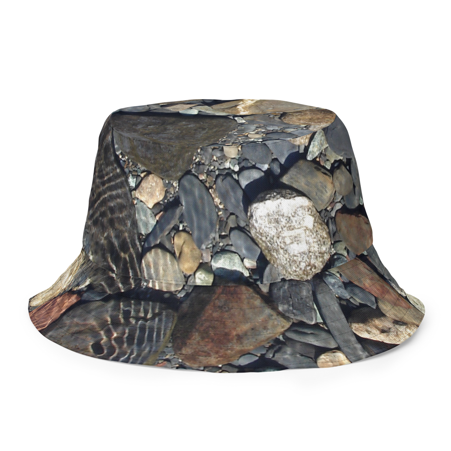 The EARTH LOVE Collection - "Rock Renaissance" Design Premium Reversible Bucket Hat - Dark Gray Inside - Beach Hat, Gifts for Her, Gifts for Him