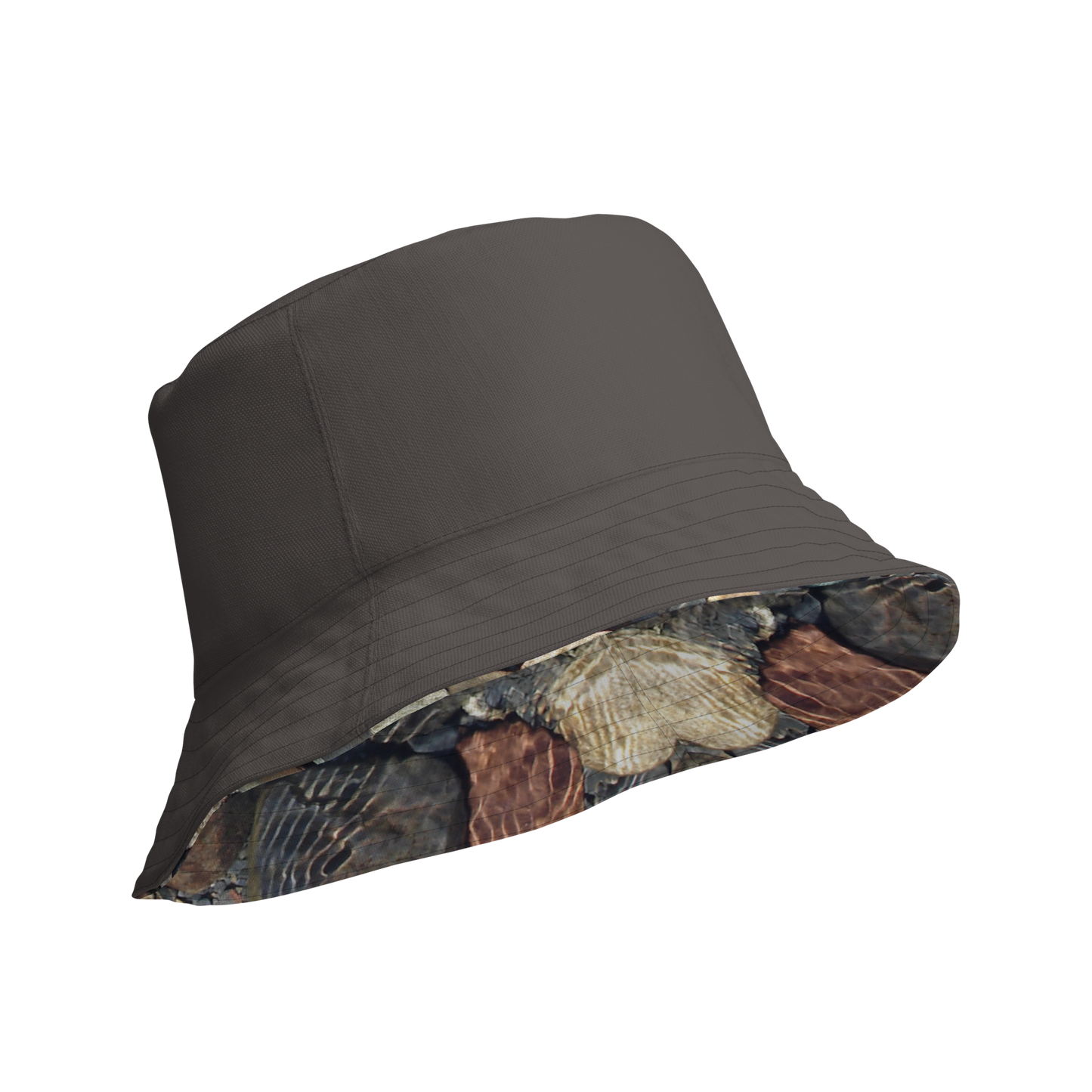 The EARTH LOVE Collection - "Rock Renaissance" Design Premium Reversible Bucket Hat - Dark Gray Inside - Beach Hat, Gifts for Her, Gifts for Him