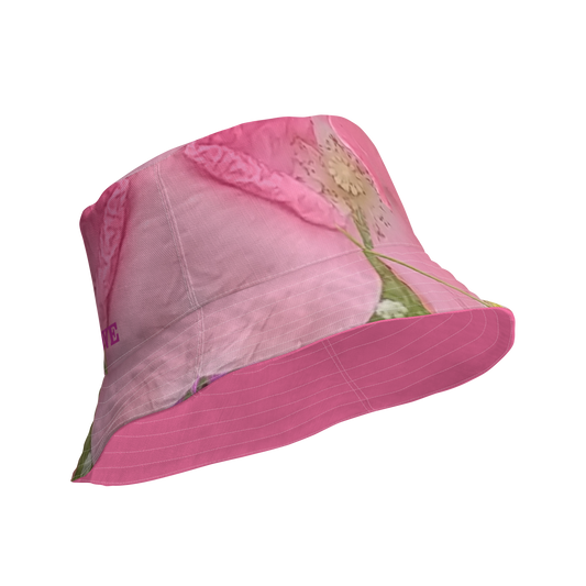 The FLOWER LOVE Collection - "Pretty Pink Poppies" Design Premium Reversible Bucket Hat - Pink Inside - Beach Hat, Gifts for Her