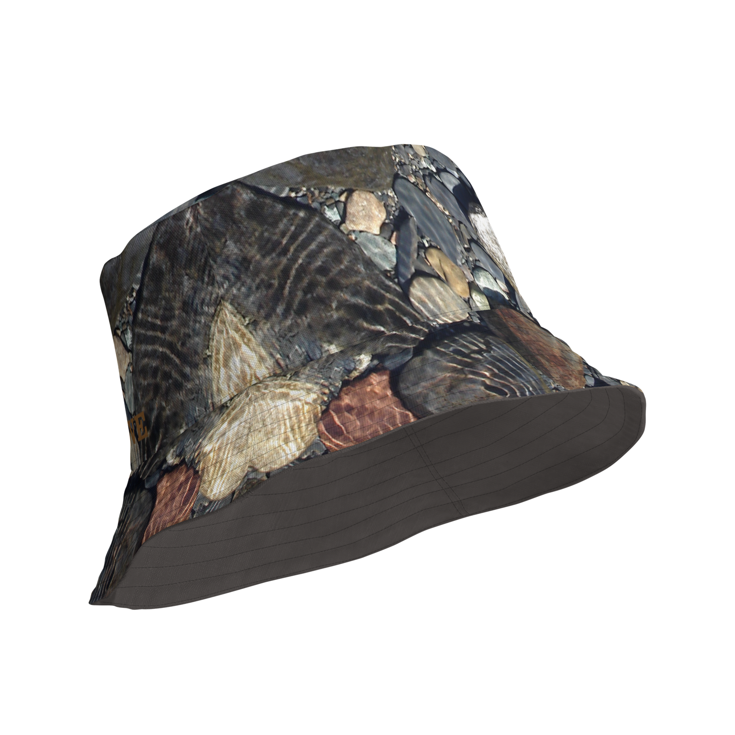 The EARTH LOVE Collection - "Rock Renaissance" Design Premium Reversible Bucket Hat - Dark Gray Inside - Beach Hat, Gifts for Her, Gifts for Him