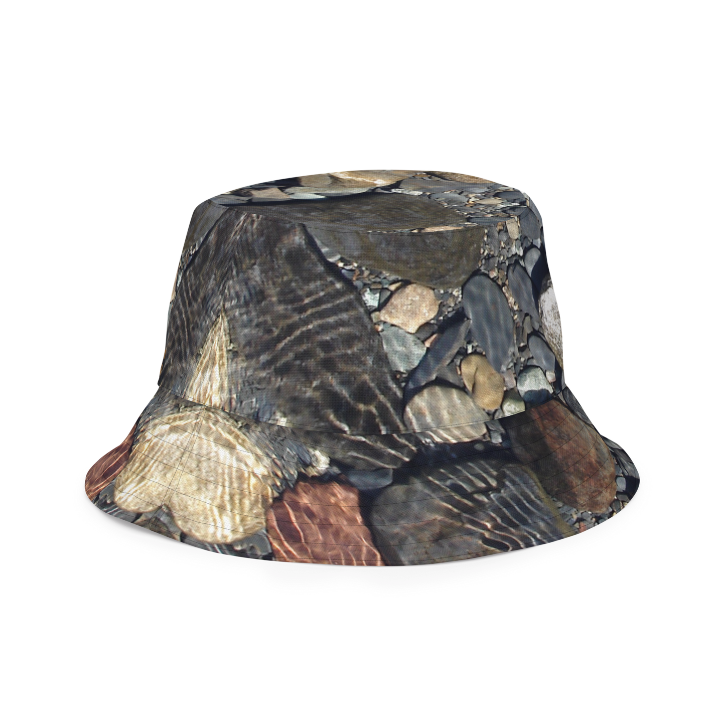 The EARTH LOVE Collection - "Rock Renaissance" Design Premium Reversible Bucket Hat - Dark Gray Inside - Beach Hat, Gifts for Her, Gifts for Him