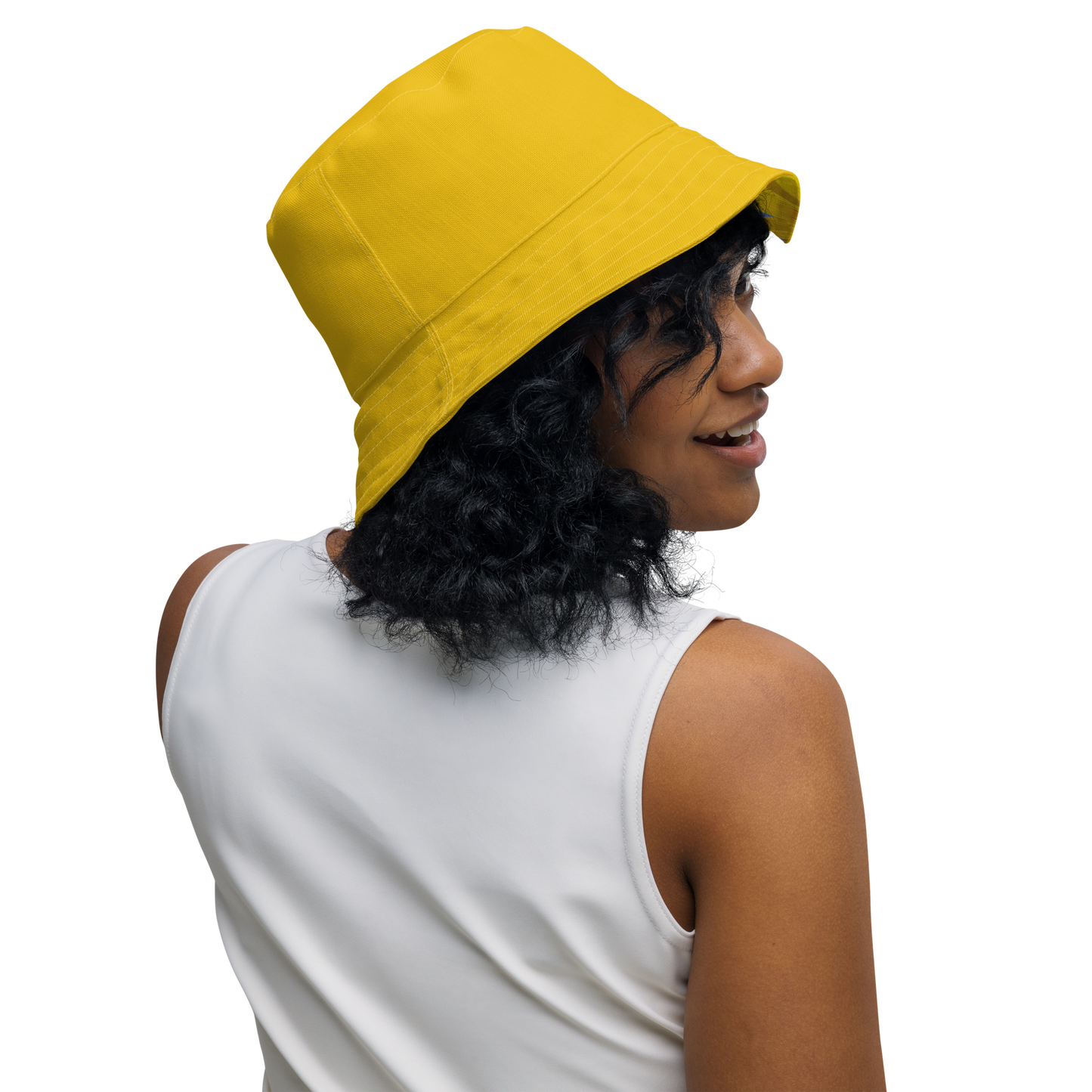 The FLOWER LOVE Collection - "Sunflower Sisters" Design Premium Reversible Bucket Hat - Yellow Inside - Sunflower Hat, Gifts for Her