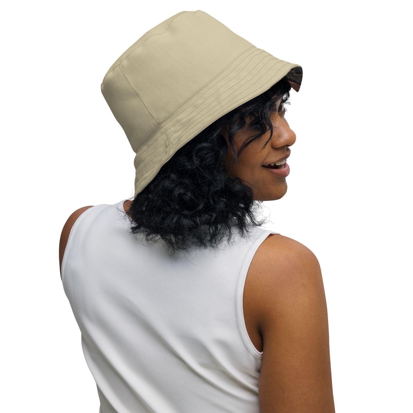 The EARTH LOVE Collection - "Rock Renaissance" Design Premium Reversible Bucket Hat - Light Beige Inside - Beach Hat, Gifts for Her, Gifts for Him