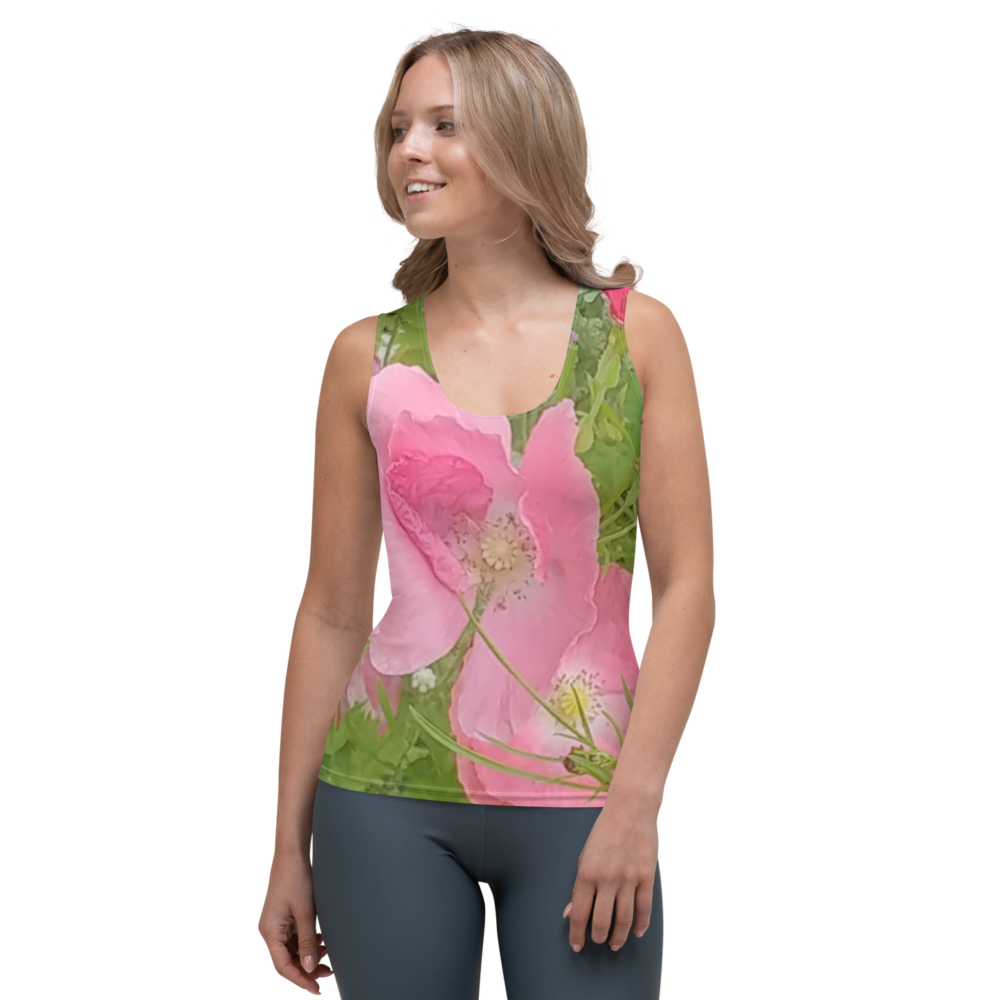 The FLOWER LOVE Collection - "Pretty Pink Poppies" Design Tank Top