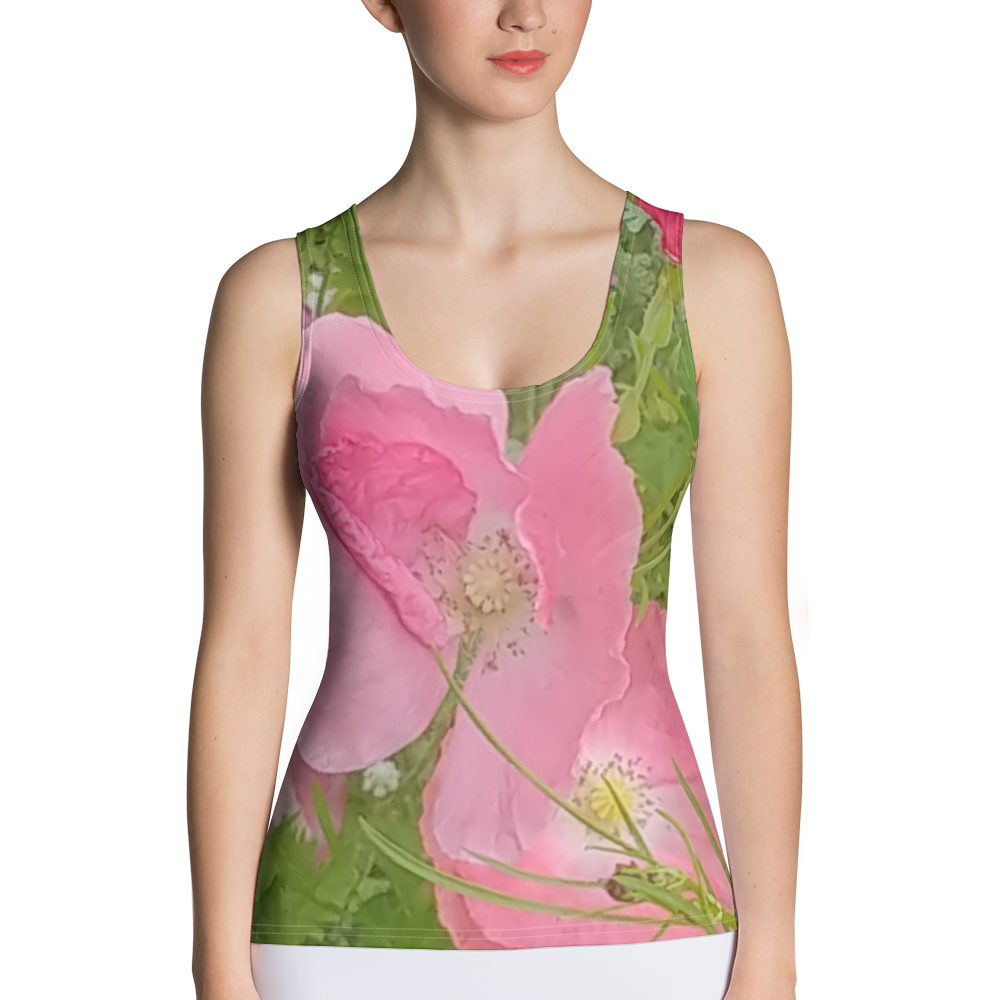 The FLOWER LOVE Collection - "Pretty Pink Poppies" Design Tank Top