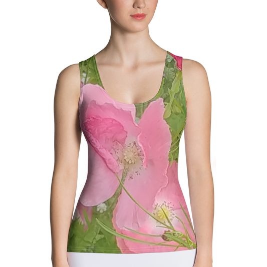 The FLOWER LOVE Collection - "Pretty Pink Poppies" Design Tank Top