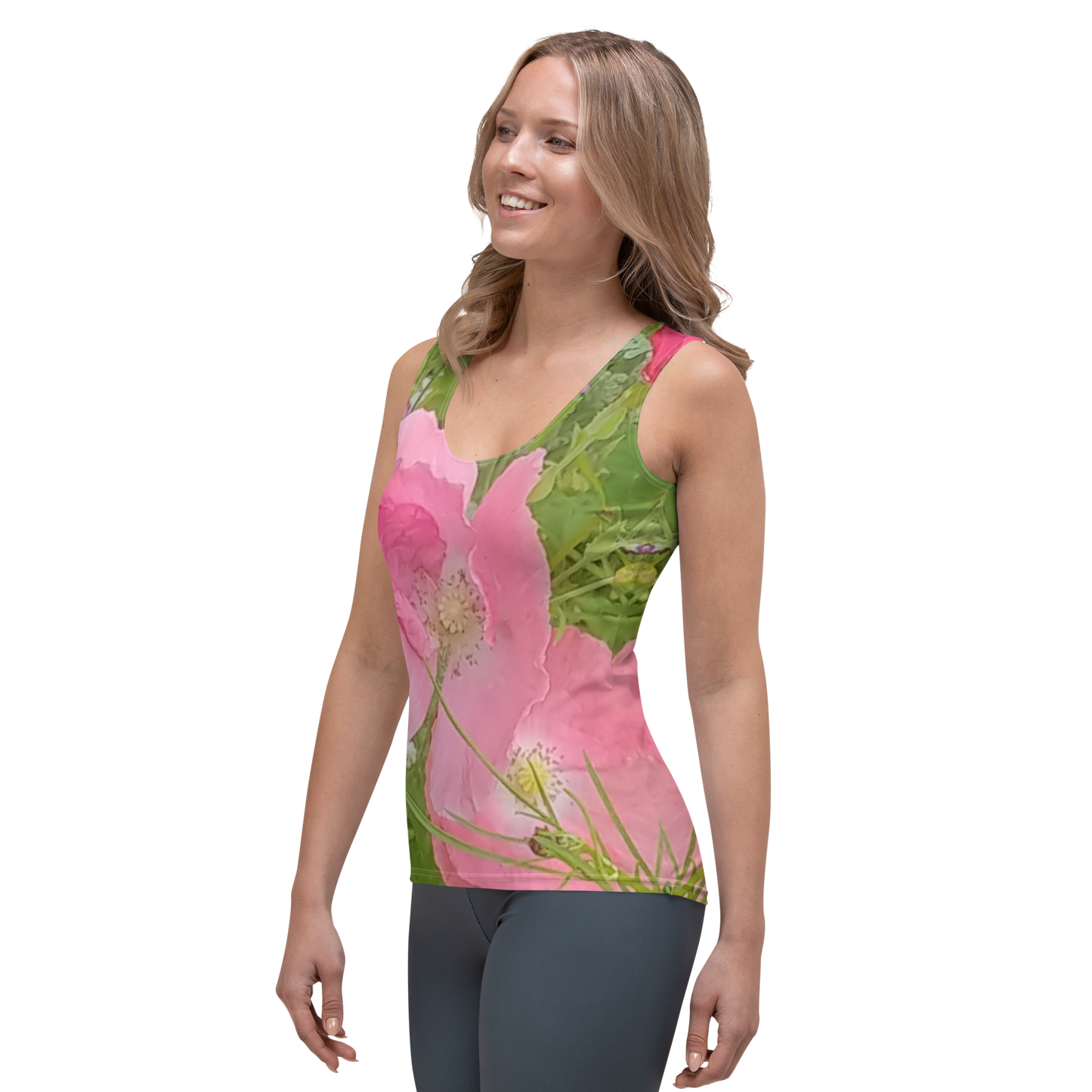 The FLOWER LOVE Collection - "Pretty Pink Poppies" Design Tank Top