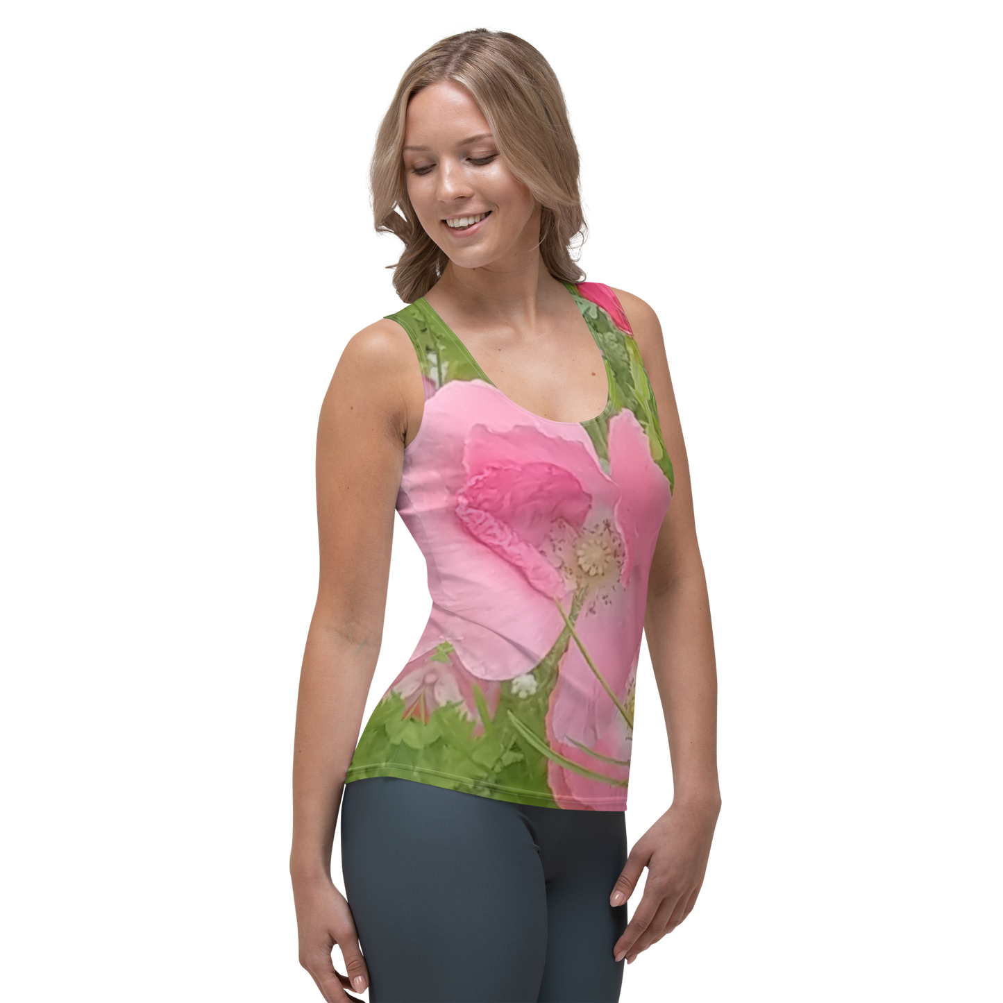 The FLOWER LOVE Collection - "Pretty Pink Poppies" Design Tank Top