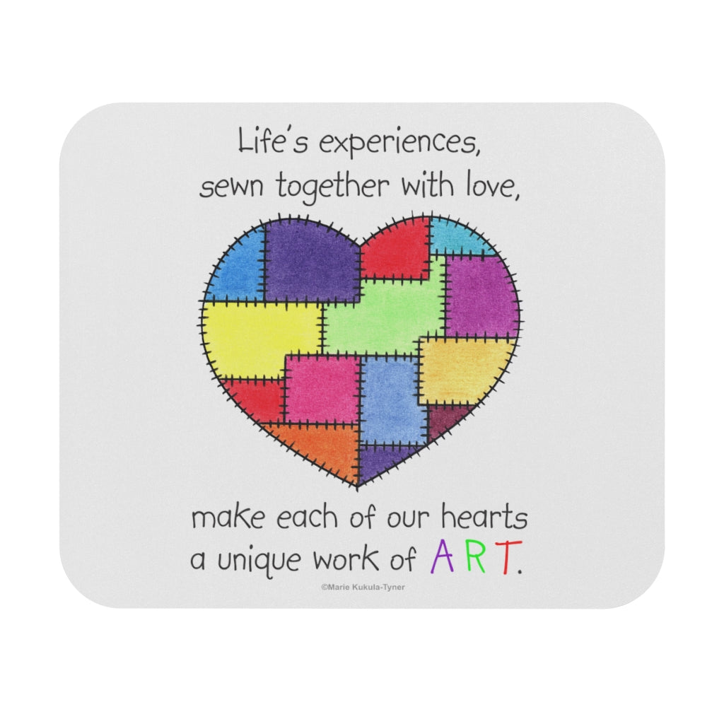 Patchwork Heart Mouse Pad, Inspirational Mouse Pads, Gifts for Kids Teens Adults