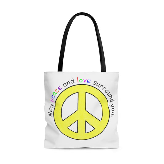 Peace Sign Tote Bag - Available in 3 Sizes, Inspirational Tote Bags, Gifts for Kids Teens Adults, Chemo Bags