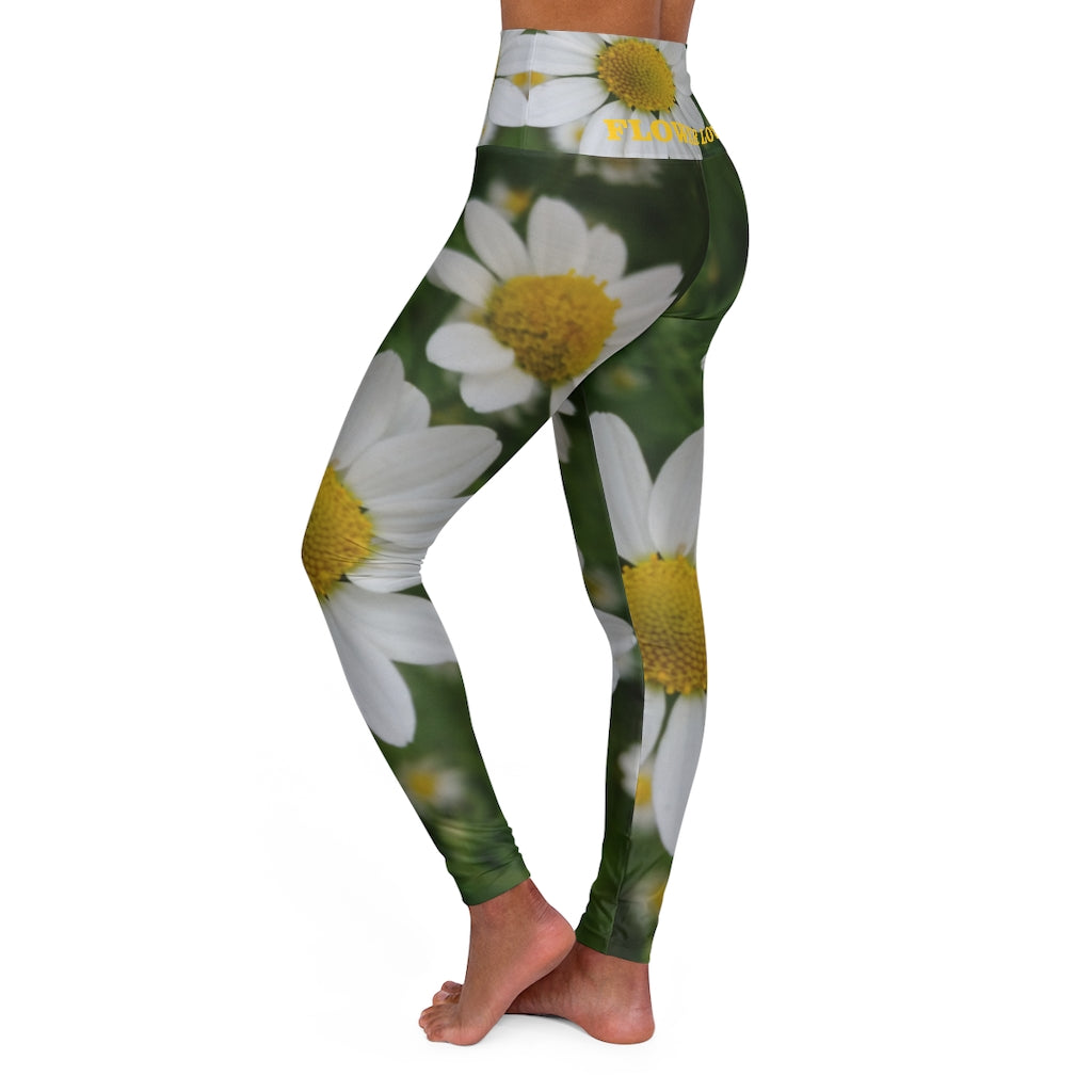 The FLOWER LOVE Collection - "Daisy Daydreams" Design High-Waisted Yoga Leggings, Fitness Leggings, Nature-Inspired Leggings