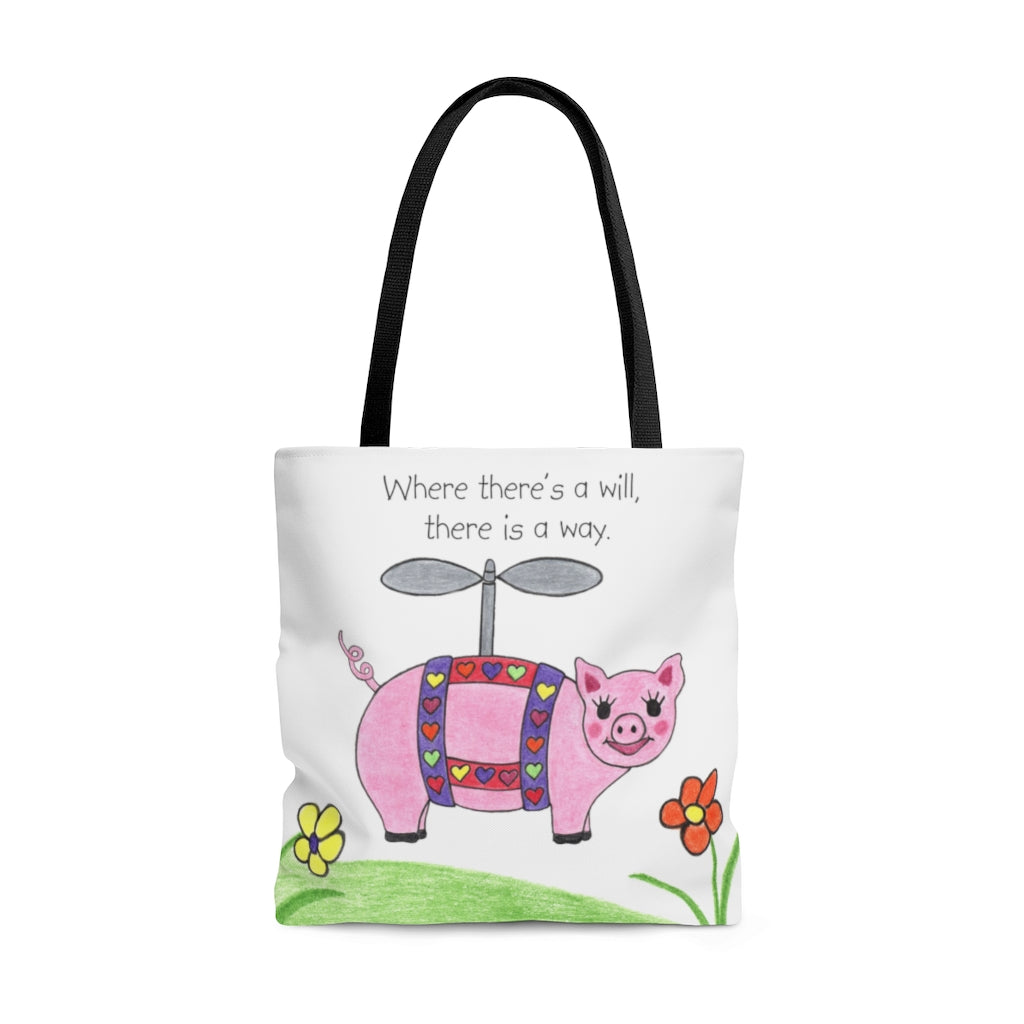 Penelope the Flying Pig Tote Bag - Available in 3 Sizes, Gifts for Kids Teens Adults, Chemo Bags