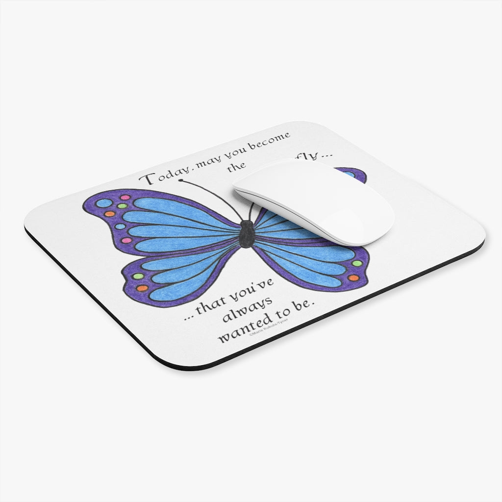 Blue Butterfly Mouse Pad, Inspirational Mouse Pads, Gifts for Girls Women