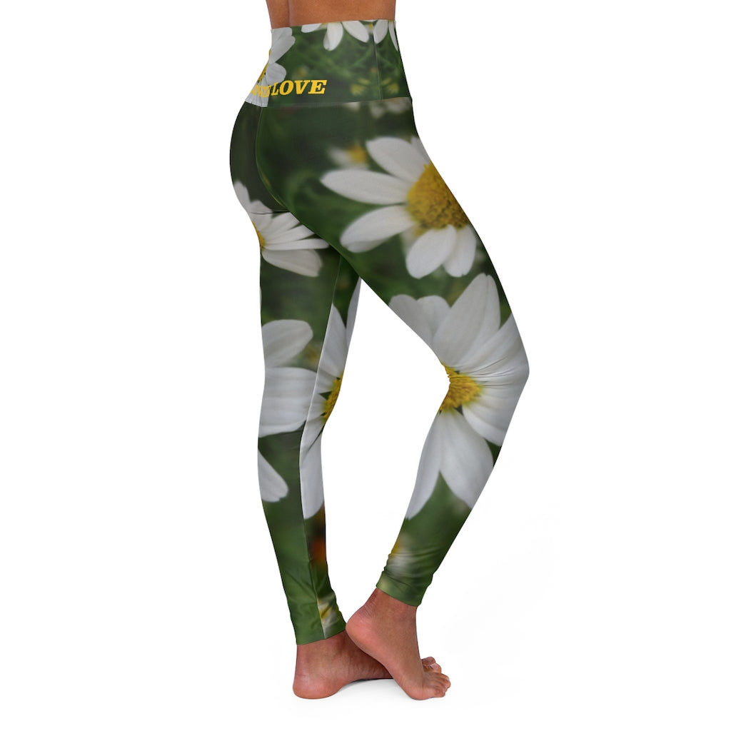 The FLOWER LOVE Collection - "Daisy Daydreams" Design High-Waisted Yoga Leggings, Fitness Leggings, Nature-Inspired Leggings