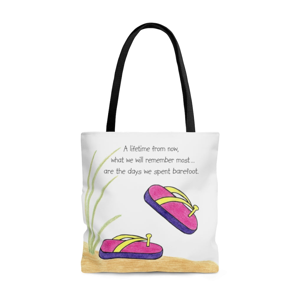 Pink Flip Flops Tote Bag - Available in 3 Sizes, Inspirational Tote Bags, Gifts for Kids Teens Adults, Chemo Bags