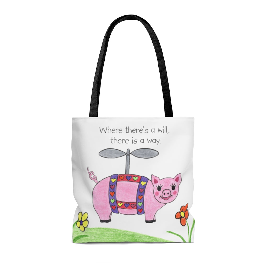 Penelope the Flying Pig Tote Bag - Available in 3 Sizes, Gifts for Kids Teens Adults, Chemo Bags