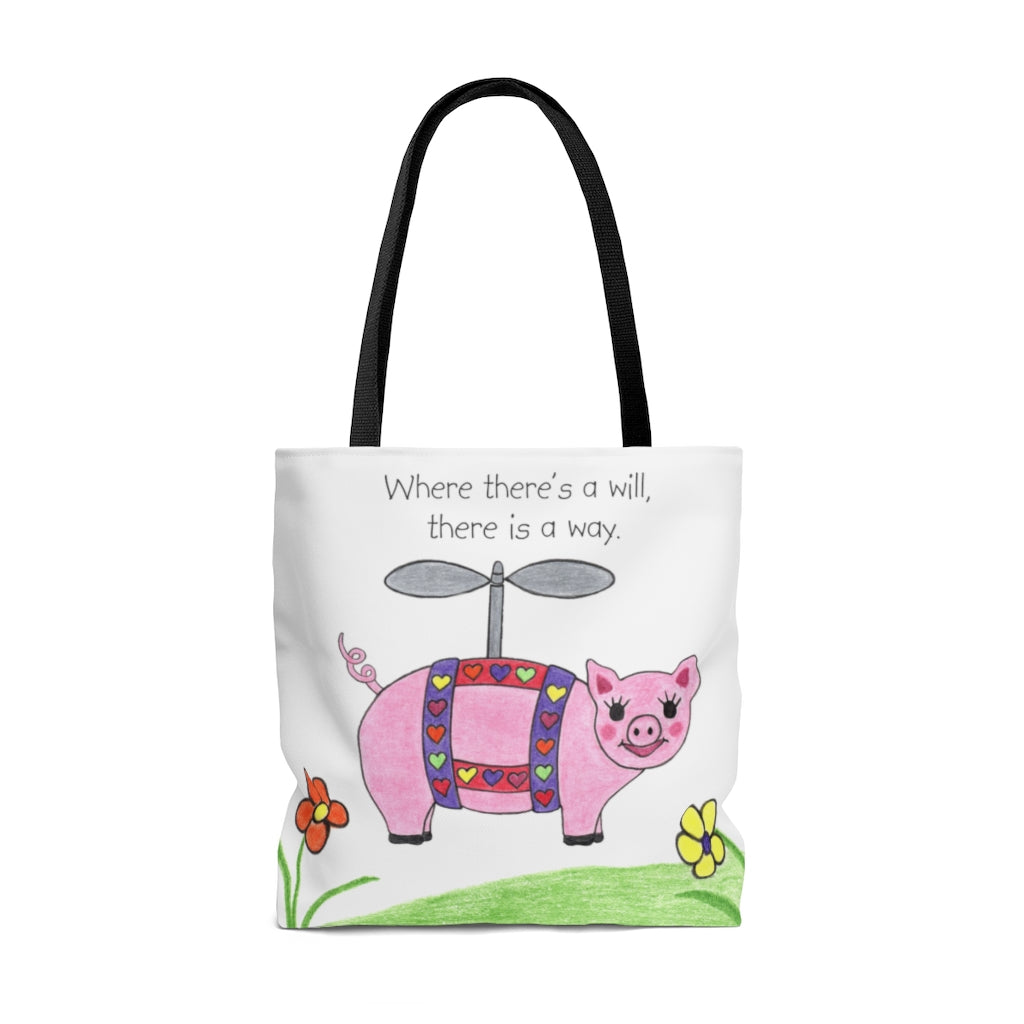 Penelope the Flying Pig Tote Bag - Available in 3 Sizes, Gifts for Kids Teens Adults, Chemo Bags