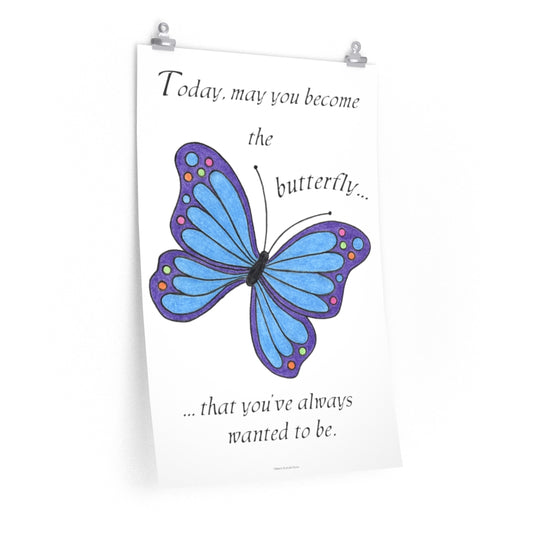 Blue Butterfly Premium Matte Poster, Inspirational Posters, Posters for Kids Teens Adults