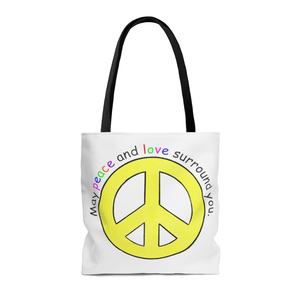 Peace Sign Tote Bag - Available in 3 Sizes, Inspirational Tote Bags, Gifts for Kids Teens Adults, Chemo Bags