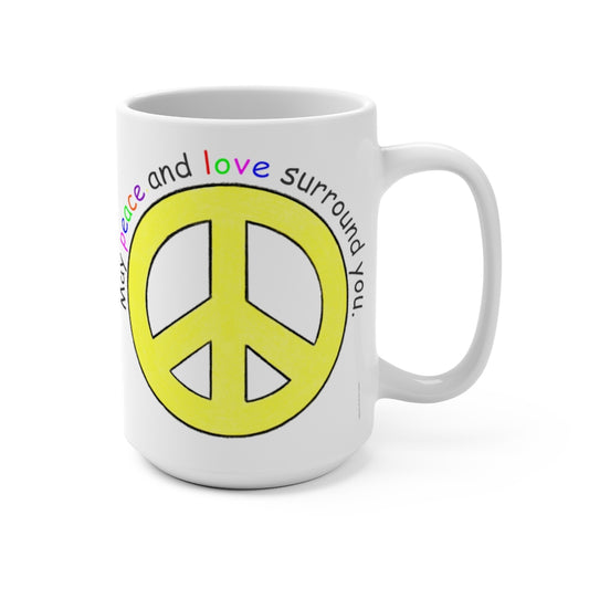 Peace Sign Large 15 oz. Ceramic Mug, Inspirational Mugs, Gifts for Kids Teens Adults