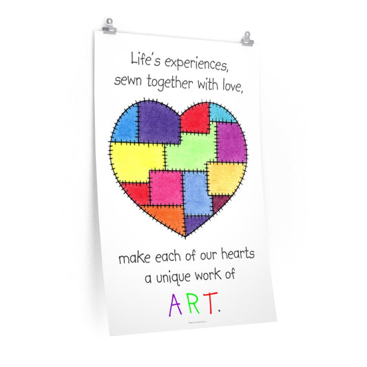 Patchwork Heart Premium Matte Poster, Inspirational Posters, Posters for Kids Teens Adults