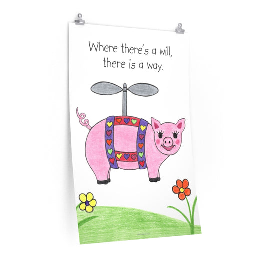 Penelope the Flying Pig Premium Matte Poster, Inspirational Posters, Posters for Kids Teens Adults
