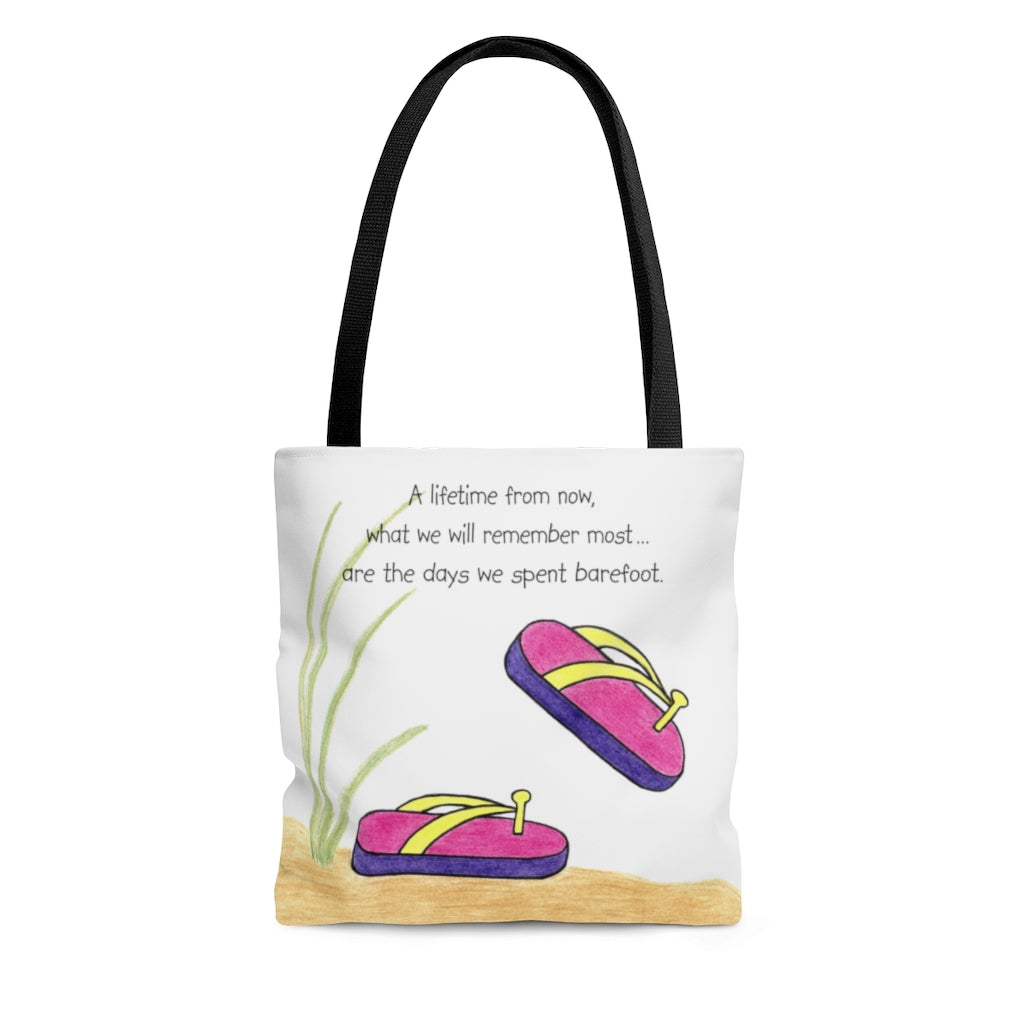 Pink Flip Flops Tote Bag - Available in 3 Sizes, Inspirational Tote Bags, Gifts for Kids Teens Adults, Chemo Bags
