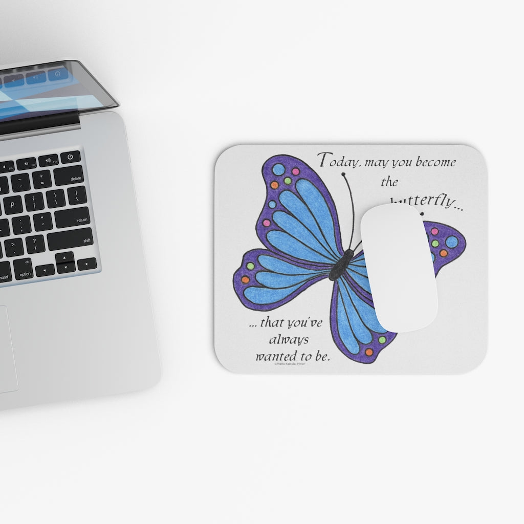 Blue Butterfly Mouse Pad, Inspirational Mouse Pads, Gifts for Girls Women