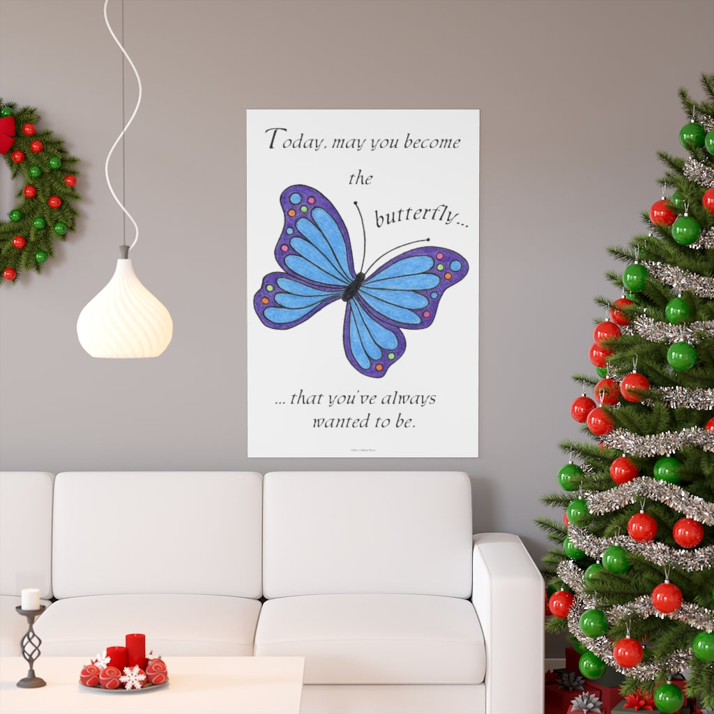Blue Butterfly Premium Matte Poster, Inspirational Posters, Posters for Kids Teens Adults